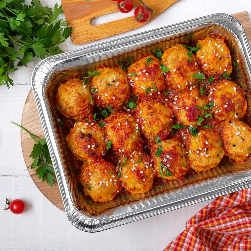 NYHI 9x13 Disposable Aluminum Foil Pans With Lids Large Half Size Deep Steam Pan and Oven Buffet Trays Food Containers for Catering Baking Roasting (1) - Image 2